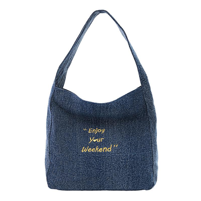Hand Carrying Large Capacity Denim Tote Bag Women's Korean Edition Summer Simple Casual Shoulder Bag 2025 Premium Women's Bag