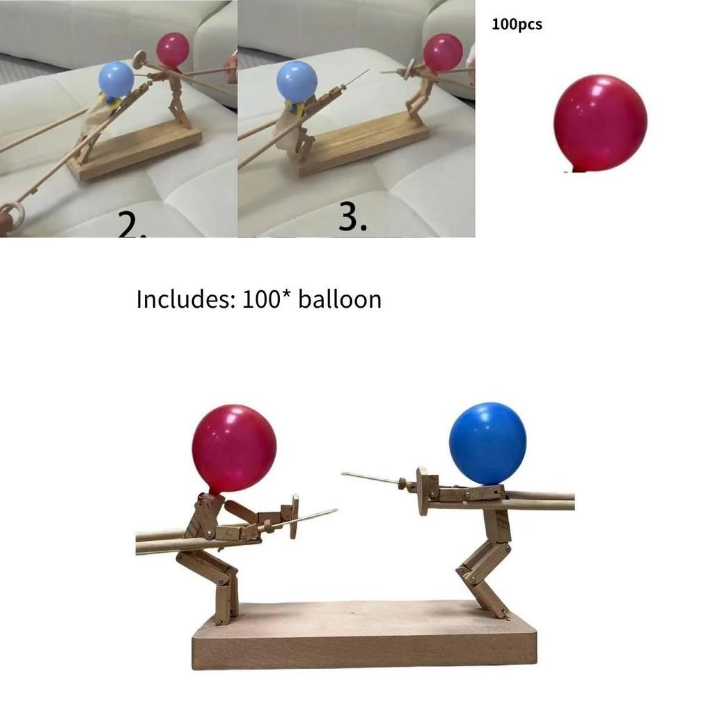 Charming Handmade Wooden Fencing Puppets With 400 Balloons Perfect For Imaginative Play