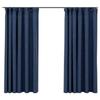 VidaXL Rideaux occultants aspect lin avec crochets 2pcs Bleu 140x175cm
