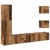 5 piece wall mounted TV cabinet set rustic wood look engineered wood