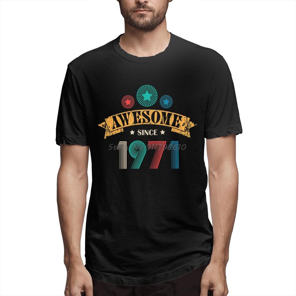 Awesome Since 1971 50th Birthday Gift T-shirt Oversized Short Sleeve Tshirt Cotton Tops Streetw
