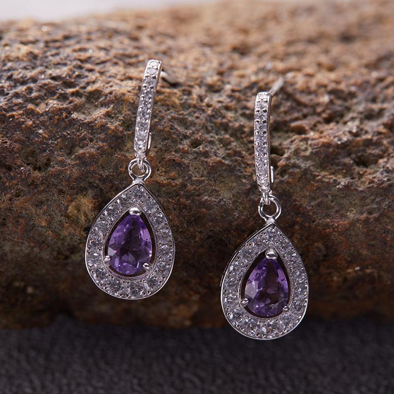 S925 Sterling Silver Natural Color Treasure Amethyst Citrine Topaz Earrings Earrings Women'S Factory