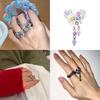Crystal Colorful Cute Ring With Tassel And Flower Design Korean Small Forest Yuxin Style Ins
