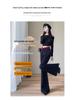 Women's Color Block Micro Flare Jeans, High Waist, Slimming Spliced Design, Loose, Floor-Length, Autumn/Winter 2024