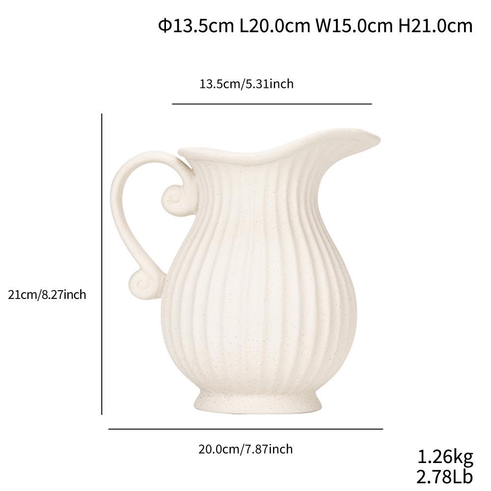 Wide Mouth Elegant Striped Ceramic Vase for Desktop Decoration