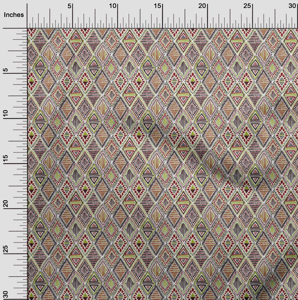 oneOone Cotton Flex Green Fabric Tribal Quilting Supplies Print Sewing Fabric by The Yard 40 Inch