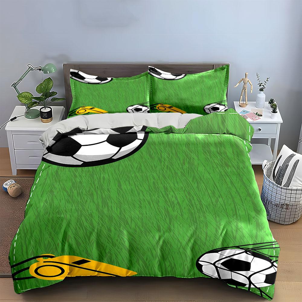 Soccer balls and field. Bedding sets Duvet cover sets Duvet covers Pillowcases(1*Duvet Cover 2*Pillowcases without duvet insert)