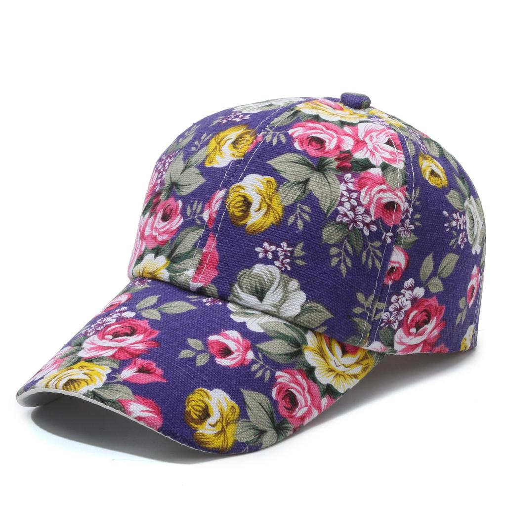 Modische Baseballkappe mit Rosen-Blumendruck für Damen, Sonnenschutz, Sonnenschutz, Blumenkappe, Sonnenhut
