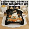 3pcs Halloween Pumpkin Monster Duvet Cover Set without Core Quilt Cover with 2 PillowcasesSoft and Machine Washable