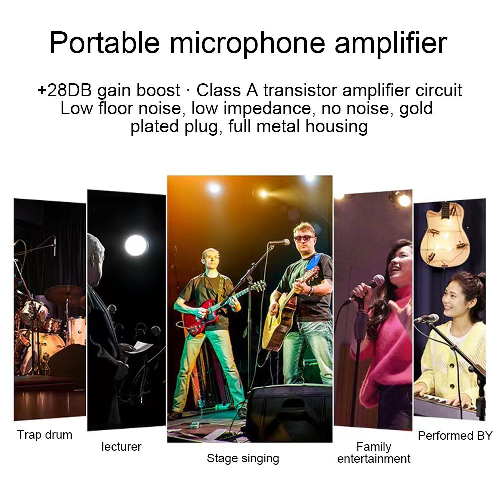 In line Microphone Pream Low Noise Gain Amplifier XLR Connection Port for Dynamic Microphone Stage Performance Karaoke