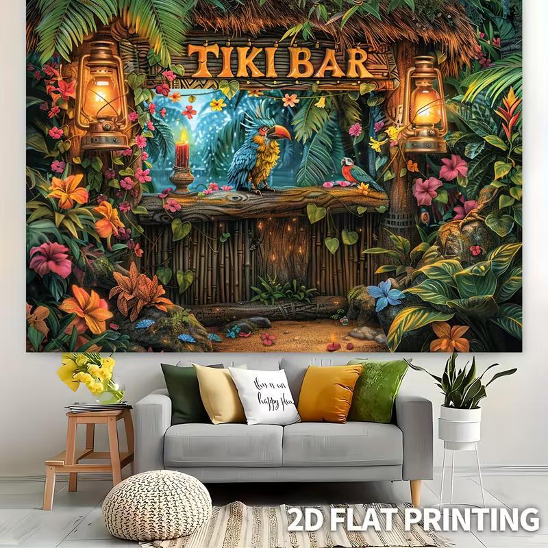Toile de fond de Photobooth Fête d'Été 2D Bar Tiki Jungle Tropicale