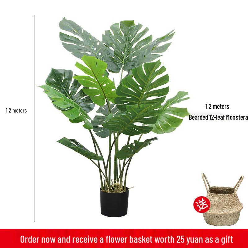 Artificial Bionic Green Plants: Floor-Standing Turtle Back Leaves Ornament for Living Room and Bedroom Decor