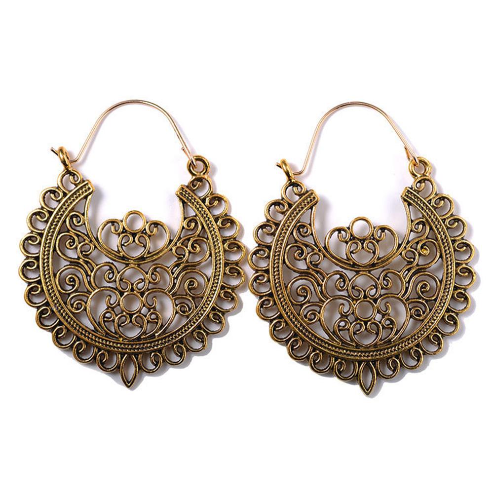 Women Retro Bohemia Carved Flower Hollowed Drop Hanging Earrings Fashion Jewelry Gift