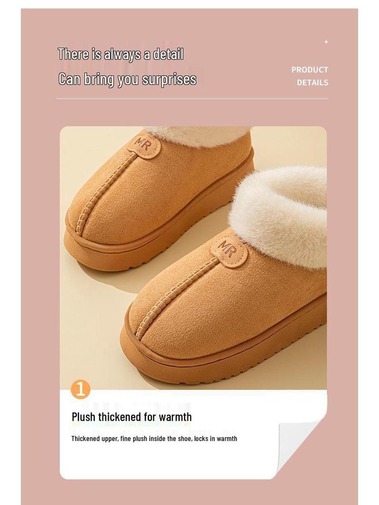 High-Top Plush-Lined Cotton Slippers with Heel Support, Suitable for Outdoors, Snow Boots for Kids & Adults, Cozy Home and Office Wear