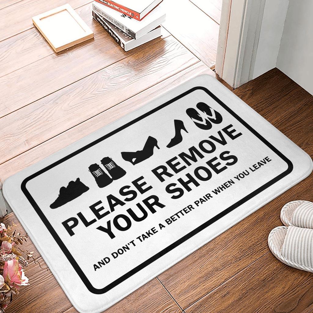 Please Take Off Your Shoes Front Door Mat Anti-Slip Outdoor Absorbent  Doormat Garden Garage Entrance Rug Carpet