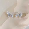 Silver Needle Crystal Flower Butterfly Earrings New Popular Earrings Fashion Light Luxury High-end Earrings