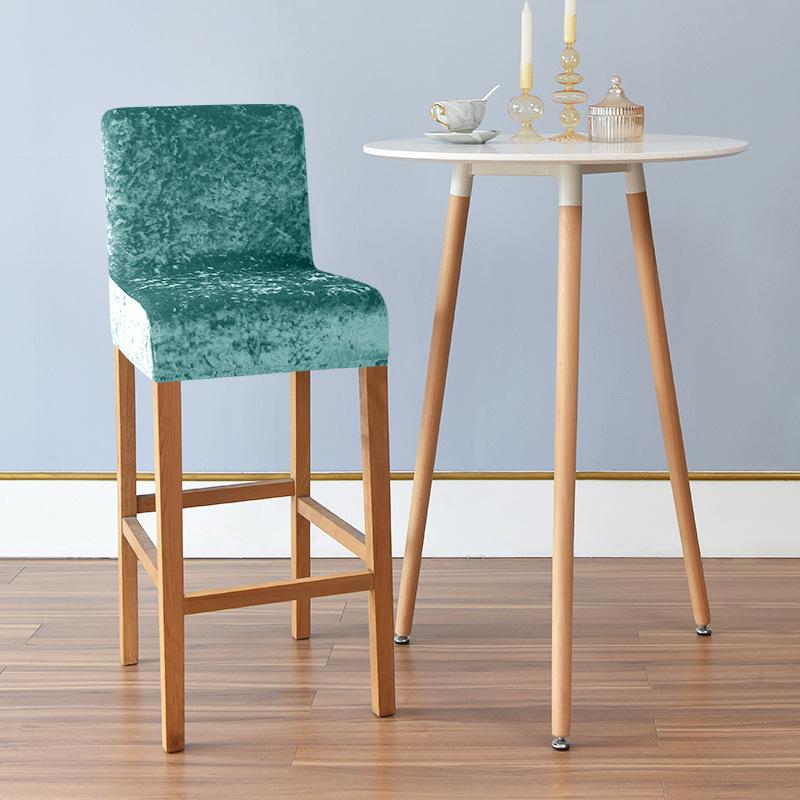 Glänsande tyg Kort rygg Stolsöverdrag Stretchdekor Barpall Stolsöverdrag för Club Dining Room Cafe Hem Liten storlek Sits Slipcover
