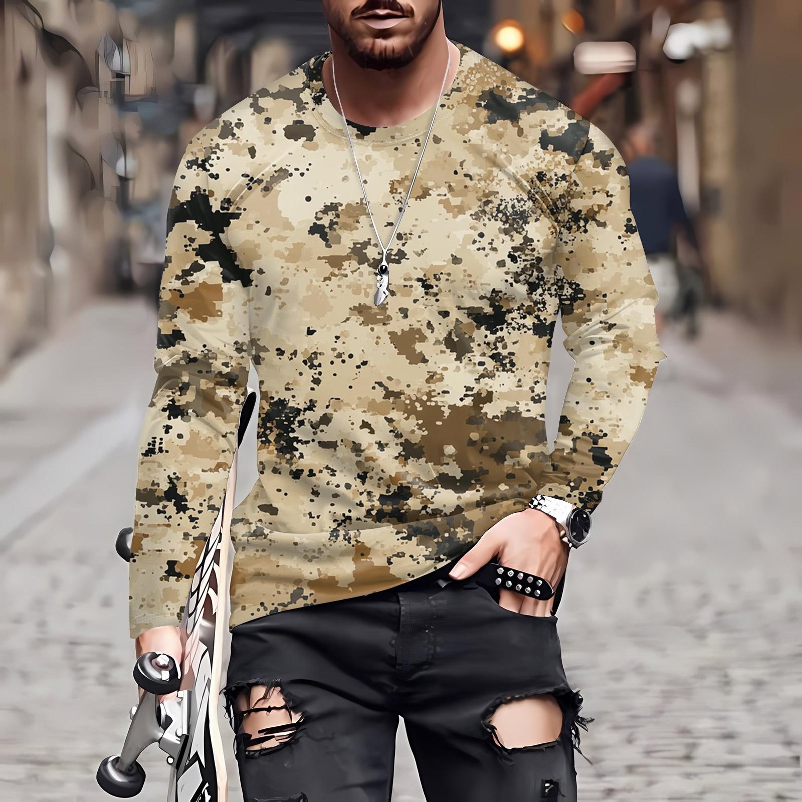 

Муж. Футболка Круглый вырез Одежда Одежда На открытом воздухе Длинный рукав С принтом Модельер Винтаж XXXL