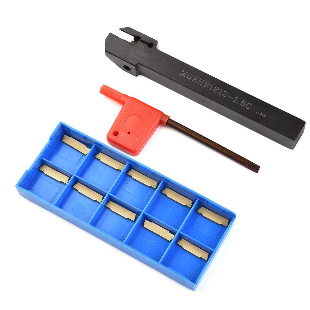 MGEHR1212-1.5 Grooving Cutter Holder & 10pcs MGMN150-G Carbide Grooving Inserts & Wrench For Metal Cutting Machine Tools
