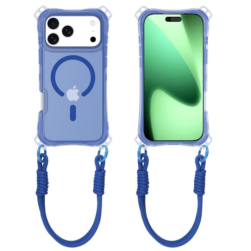For Apple 17 Mobile Phone Case for IP17PROMAX Three-in-one Skin-sensitive Magnetic Phone Case Small Four-corner Lanyard