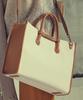Saturday Eleven Two-Tone Canvas Leather Bridge Tote Bag _ Brown Ivory