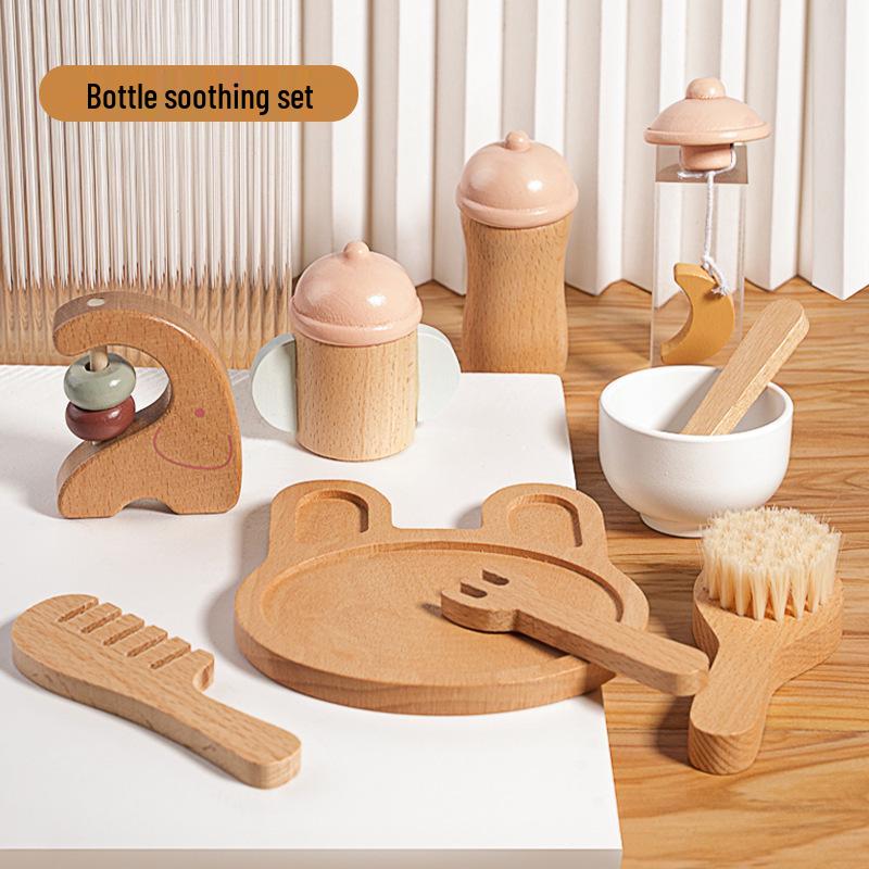 Kids Wooden Pretend Play Kitchen Set: Afternoon Tea with Fruits & Vegetables - Cut-and-Play Toy Gift for Boys & Girls