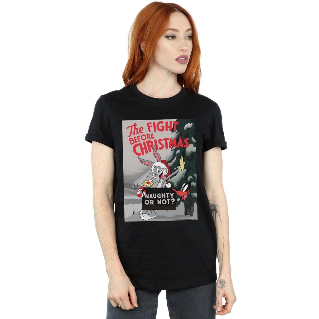 Looney Tunes Womens/Ladies The Fight Before Christmas Cotton Boyfriend T-Shirt