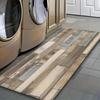 Wood Grain Kitchen Two-Piece Set Flannel Rug for Living Room Bedroom Non-Slip, Wear-Resistant, Stain-Resistant Floor Mat