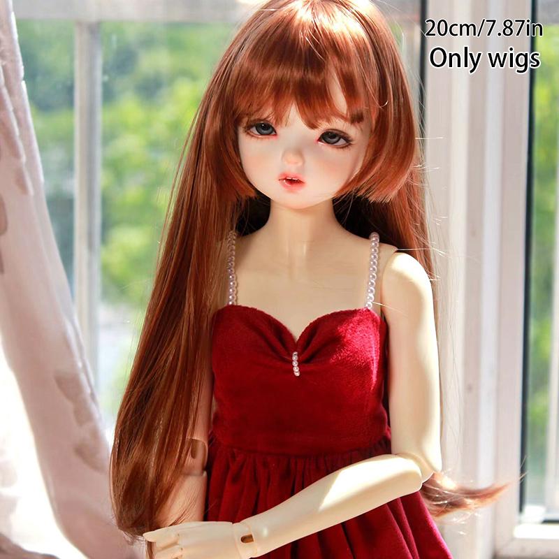 1/3 & 1/4 & 1/6 Bjd Doll'S Wig With Bangs Soft Silk Long Straight Wig Girls Diy Doll Makeup Accessories