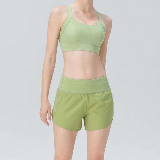 Women Shorts Breathable Quick Dry Tummy Control Sweat-absorbent with Zipper Pocket Fitness Workout Solid Color Summer Women Workout Training Shorts