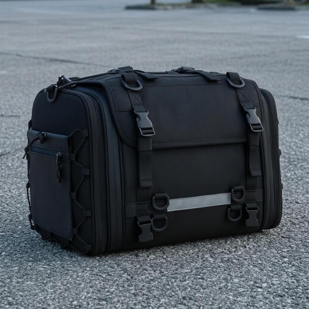 Motorcycle Rear Seat Bag with Shoulder Strap Structured