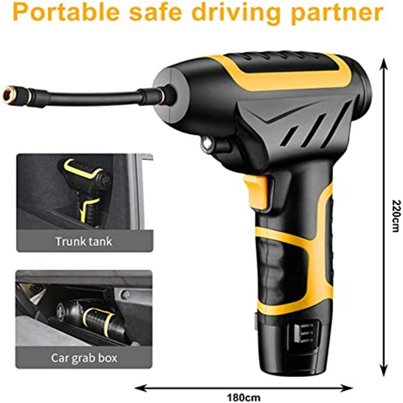 120W Wireless Car Air Pump Handheld USB Air Compressor Pneumatic Tire Inflator With Digital Display With LED Car Pressure Gauge
