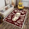 Cowboy-Themed Carpet with Bull Print, "Ride" Text, Rustic Design Suitable for use as an anti-slip for living room bedroom sofas