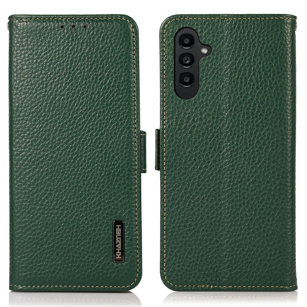 

KHAZNEH Чехол для телефона Samsung Galaxy A56 5G Обложка из натуральной коровьей кожи Блокировка RFID Green