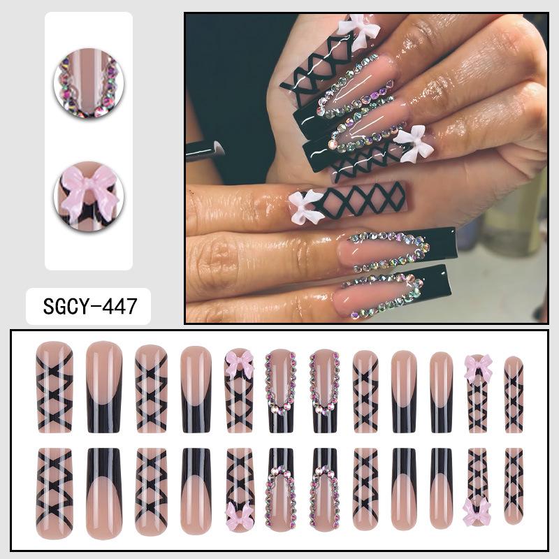 O8 Long Nail Art Tips - European & American High-End Wearable Summer Stickers