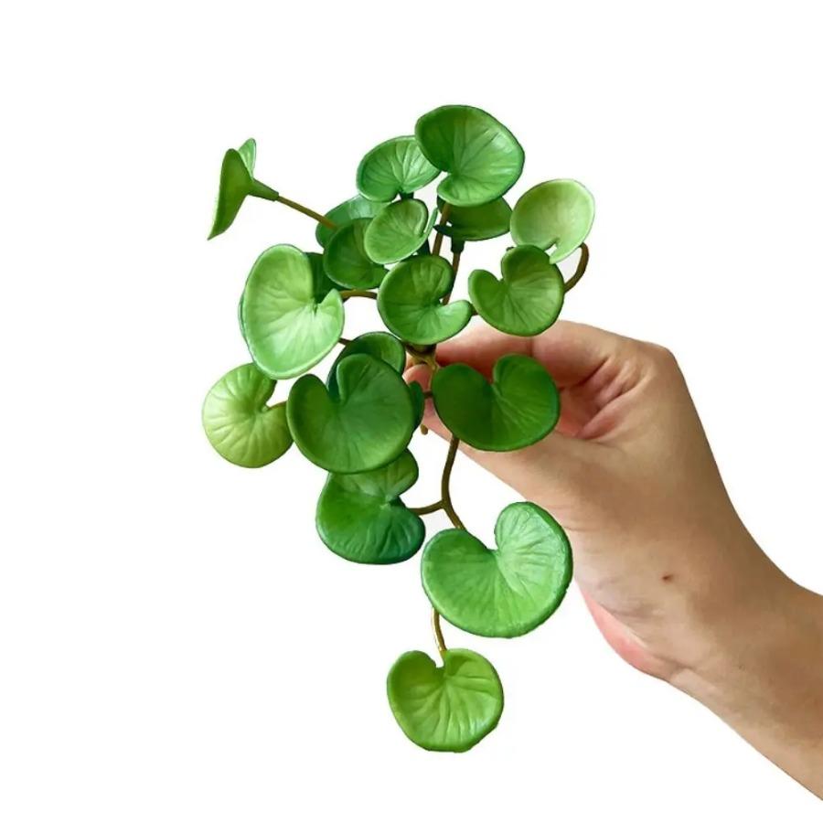 Soft Glue Artificial Plant Green Plants Wall Faux Copper Coin Grass Home Office Wall Hanging Succulent Plants Leaves Home Office