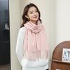 Winter wool simple and versatile scarf solid color women's autumn and winter warm fashion temperament wool shawl