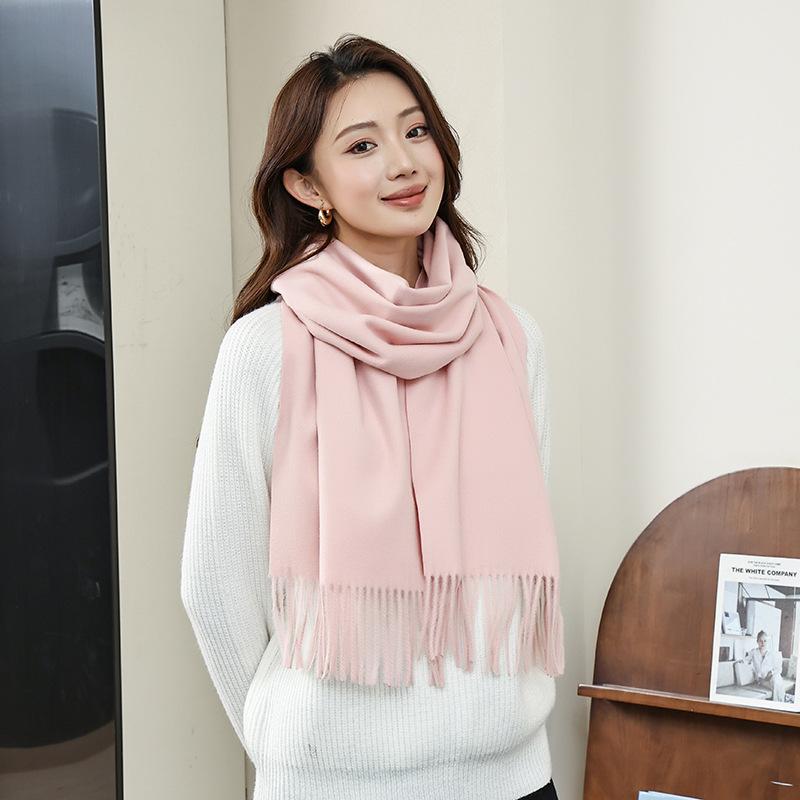 Winter wool simple and versatile scarf solid color women's autumn and winter warm fashion temperament wool shawl