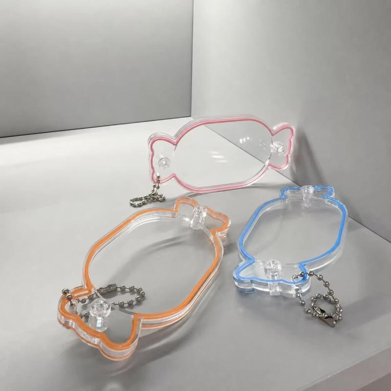Candy Shaped Acrylic DIY Shaker Keychain Clear Charm Case Multi Colors for Handmade Craft Enthusiasts Daily Use