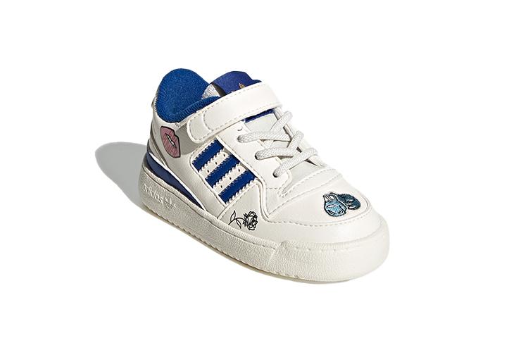 adidas Originals FORUM Low El I Leather Low Top Toddler Shoes White Blue Infant And Toddler FY2546