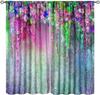 Floral Curta,Farmhouse Colorful Watercolor Wildflower Spring Flower Plant Botanical Pattern Decor Print Window Drapes For