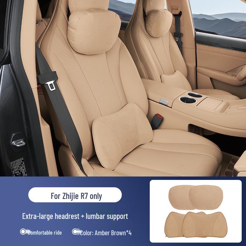 Zhijie R7/S7 Universal Aviation Headrest Neck Pillow with Lumbar Support and Fan.