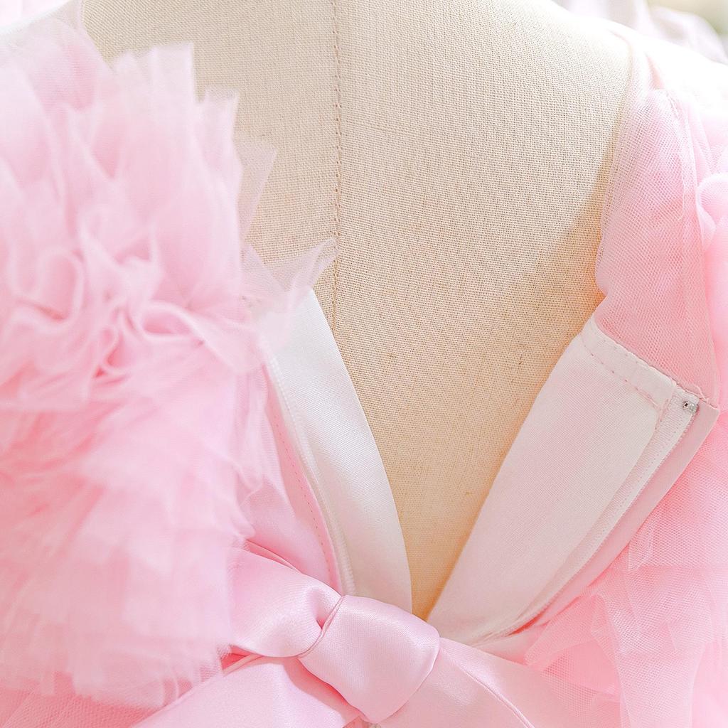 Girls' Puffy Mesh Flower Girl & Birthday Dress for Piano Performance