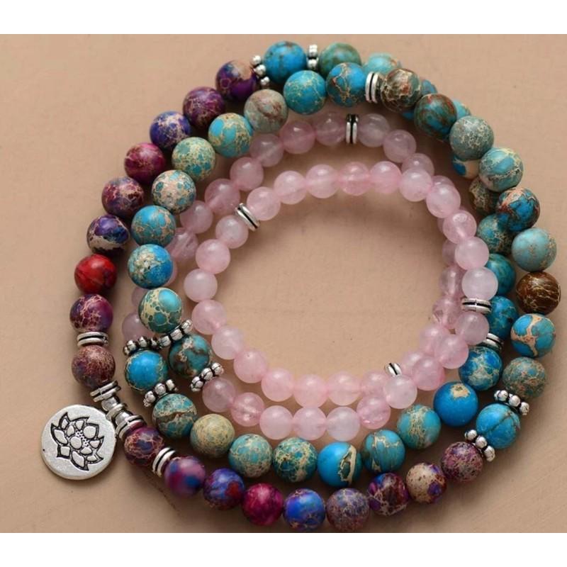 Mens Natural Stone Bracelet With Tree Of Life Eye Pendant 108 Beads Handmade Spiritual Protection Jewelry