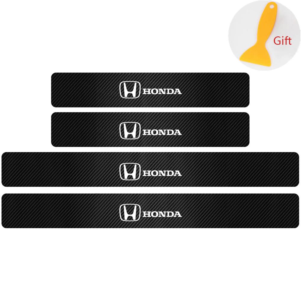 4PCS Carbon Fiber Car Door Sill Sticker Badge Threshold Car-Styling For Honda Mugen Typer Avancier Civic FK8 FIT CRV XRV CRH