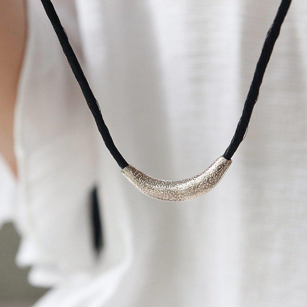 Bydaisy 02Sn0103 Silk Cord Silver Bar Necklace