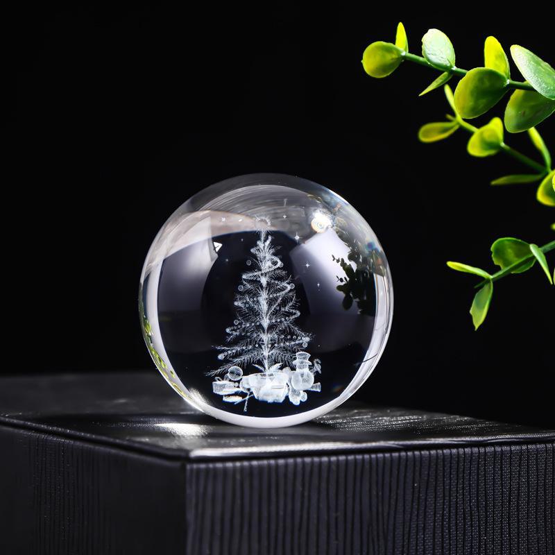 "40 Crystal Ball Ornaments: Rainy Day Clouds, Sun, Galaxy Design - Laser Engraved Cube for Home Decor and Gifts"