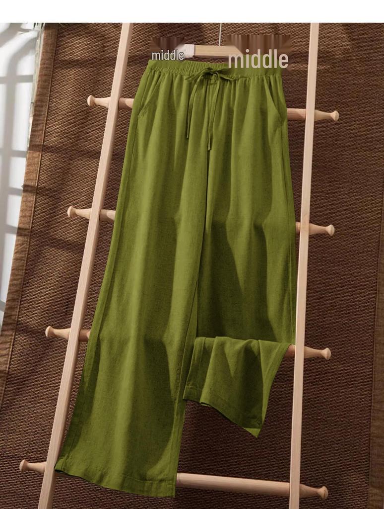 Frühjahr/Sommer 2026 Damen High-Waist Eis Seide Weite Beine Cropped Hose