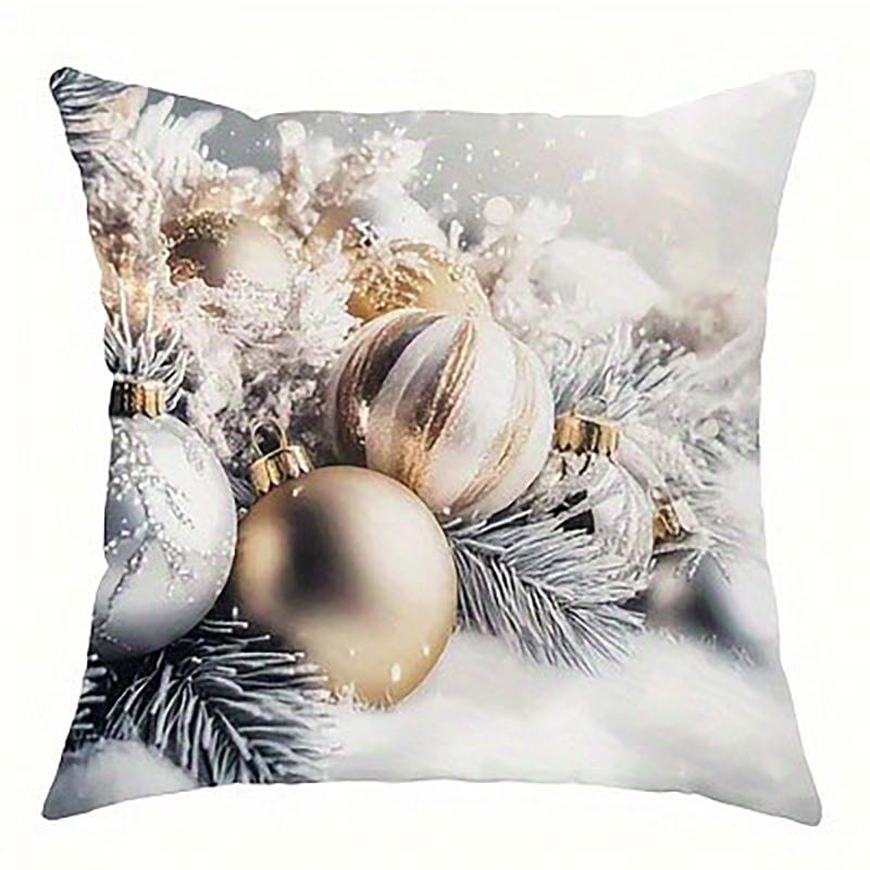 Kerstmis 2D Bedrukte Kussenhoezen Santa Sneeuwman Decoratieve Kussenhoezen voor Huis Sofa Woonkamer 40x40cm
