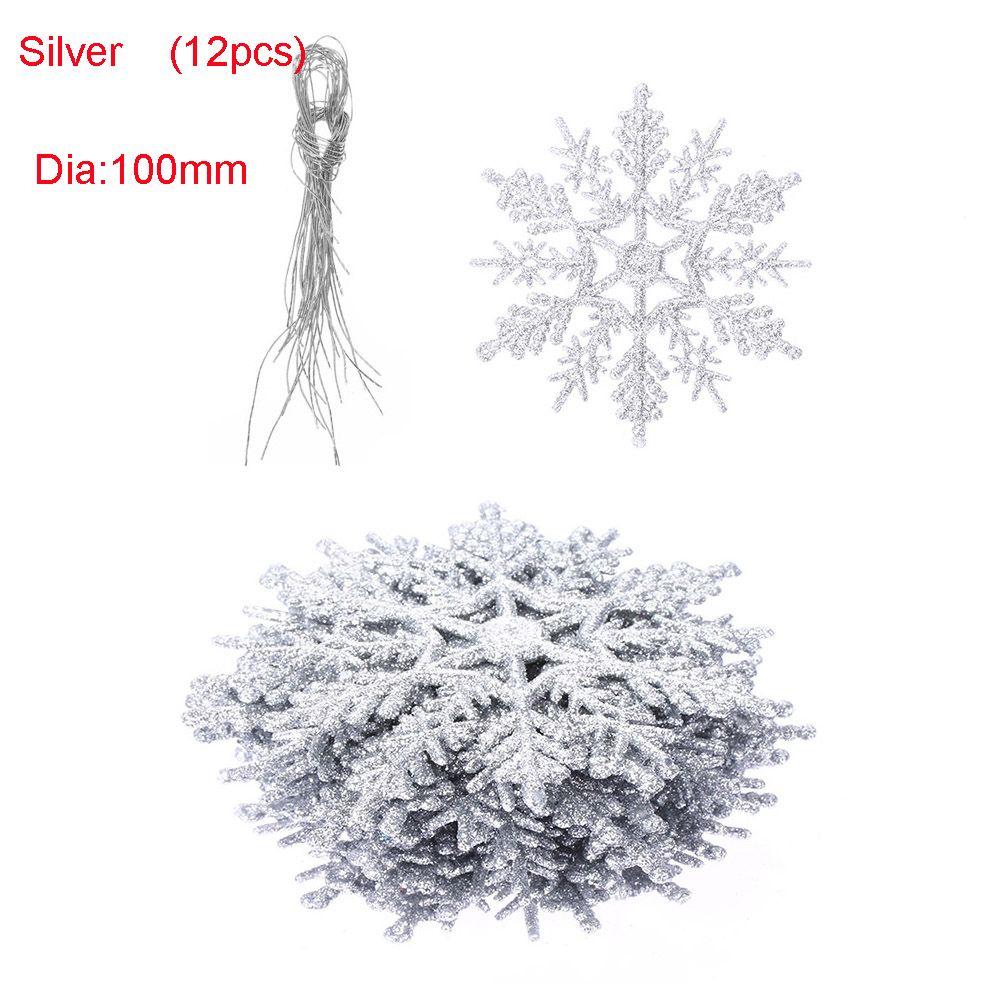 12Pcs 7.5cm Gold Powder Snowflake for Xmas Charming White Christmas Tree Decor Xmas Party Holiday Christmas Ornaments Home Decor